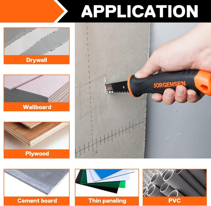 Jorgensen Drywall Saw, 6-inch Jab & Keyhole Saw with Ergonomic Handle,Triple Ground Teeth, Faster Cutting Drywall Cutting Tool with 8-TPI Bi-metal Blade - Image 5